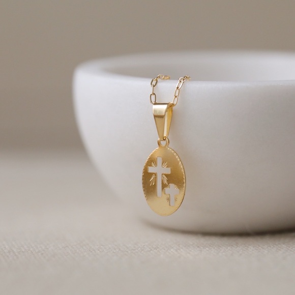 Dainty Cross Necklace | 18k Gold Filled - Picture 5 of 9